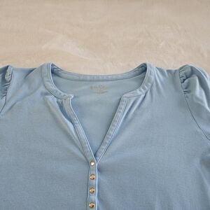 Lily Pultizer Sky Blue Puff Sleeve Blouse